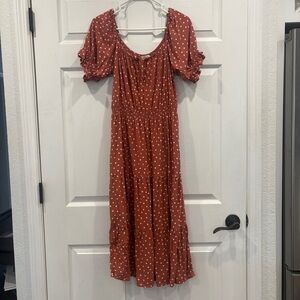 Indigo Rose Polka Dot Dress L